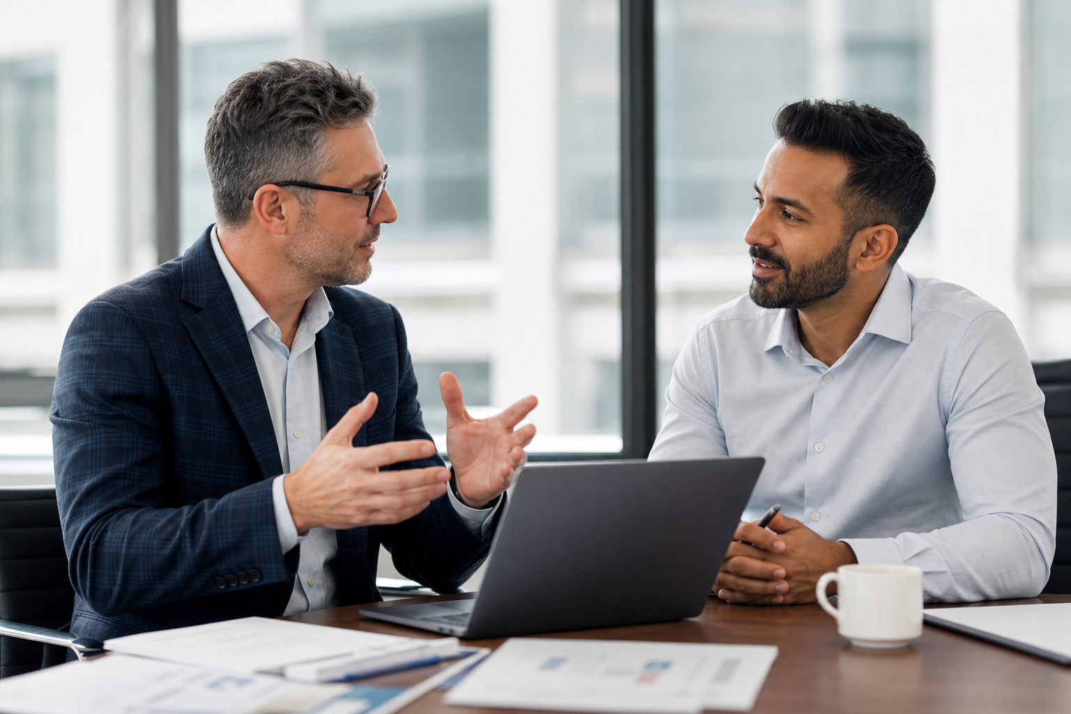 Morwin Technologies consultants in a business discussion